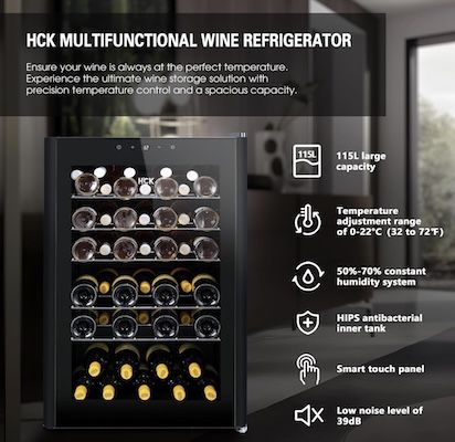 🍷🍇 HCK Weinkühlschrank mit 115L für 375€ (statt 457€)