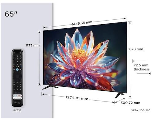 📺 TCL 65T6C 65 4K QLED HDR Fernseher für 459€ (statt 559€)
