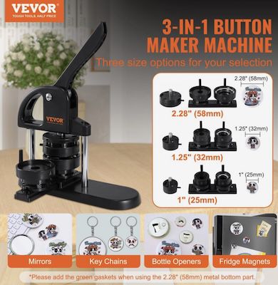 VEVOR Buttonmaschine mit 25/32/58mm für 63,99€ (statt 90€)