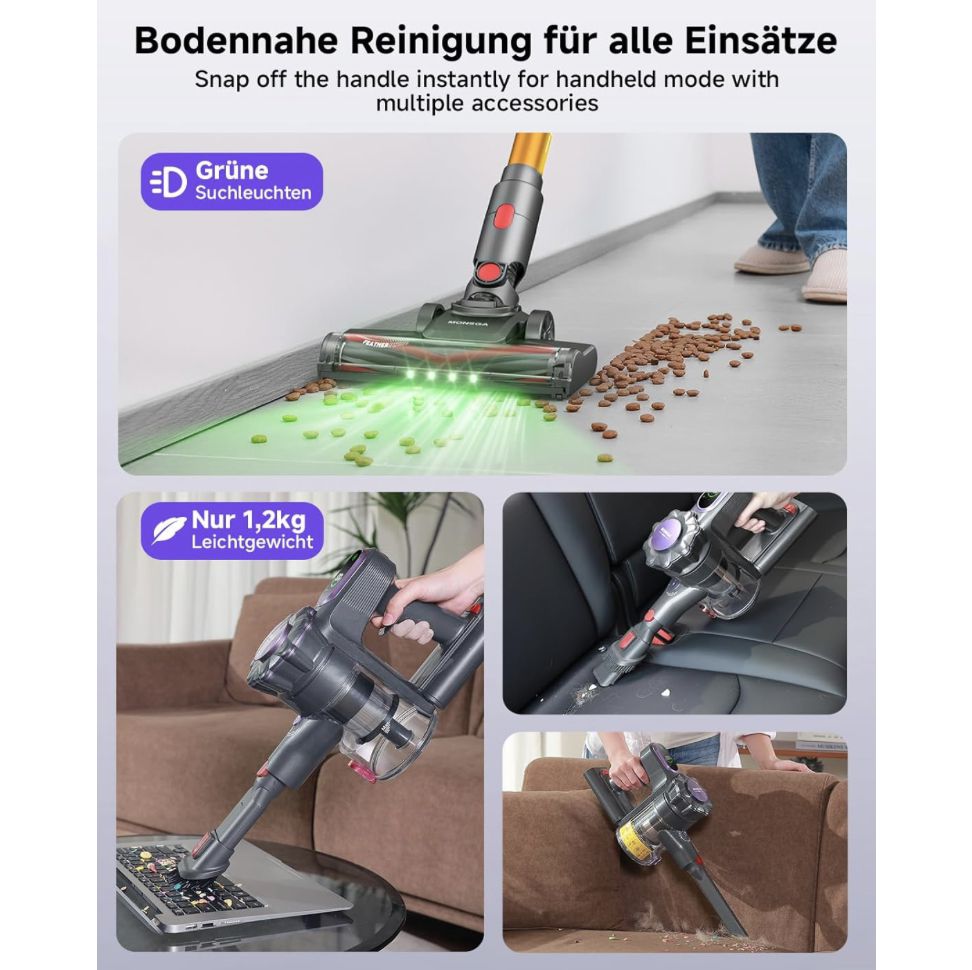MONSGA Akku Staubsauger mit 400W Motor für 112,49€ (statt 150€)