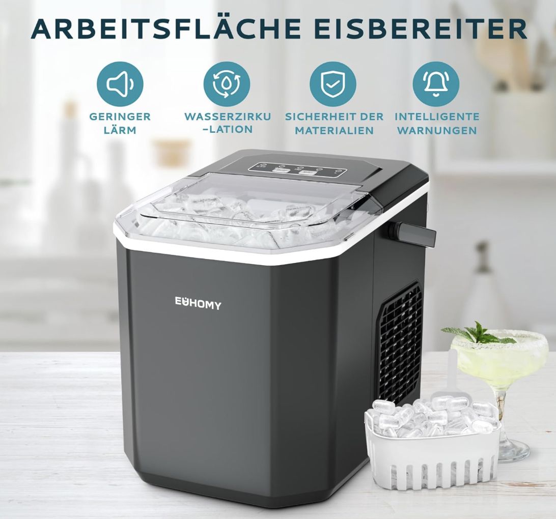 🏡🧊 EUHOMY Eiswürfelmaschine mit 9 Würfeln in 6 Min für 89,99€ (statt 110€)