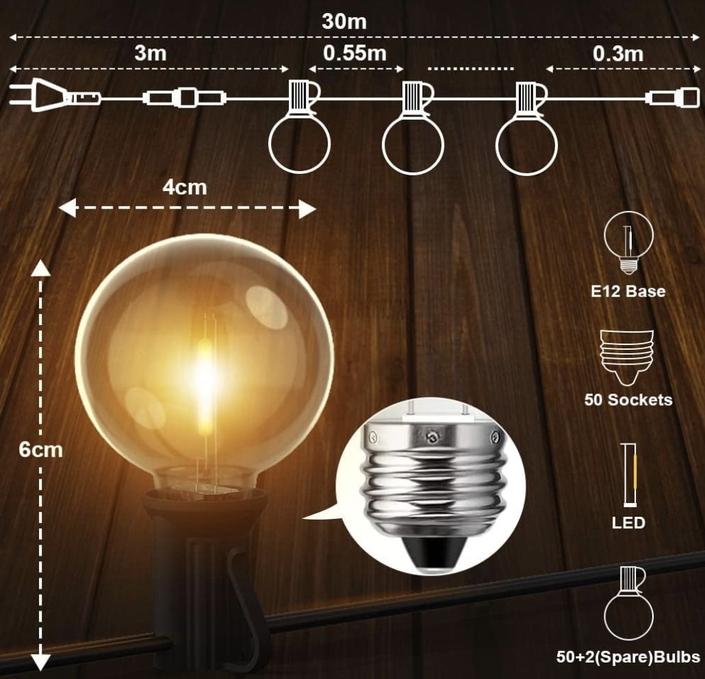 💡 Romwish LED Außen Lichterkette mit 30m für 29€ (statt 39€)