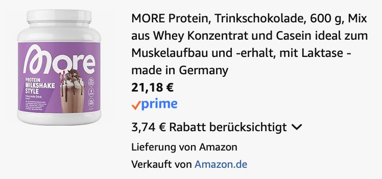 💪🏻😋 600g MORE Protein Trinkschokolade ab 21,18€ (statt 32€)