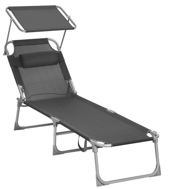 ☀️ Songmics Liege mit Sonnendach in Dunkelgrau für 38,99€ (statt 52€)
