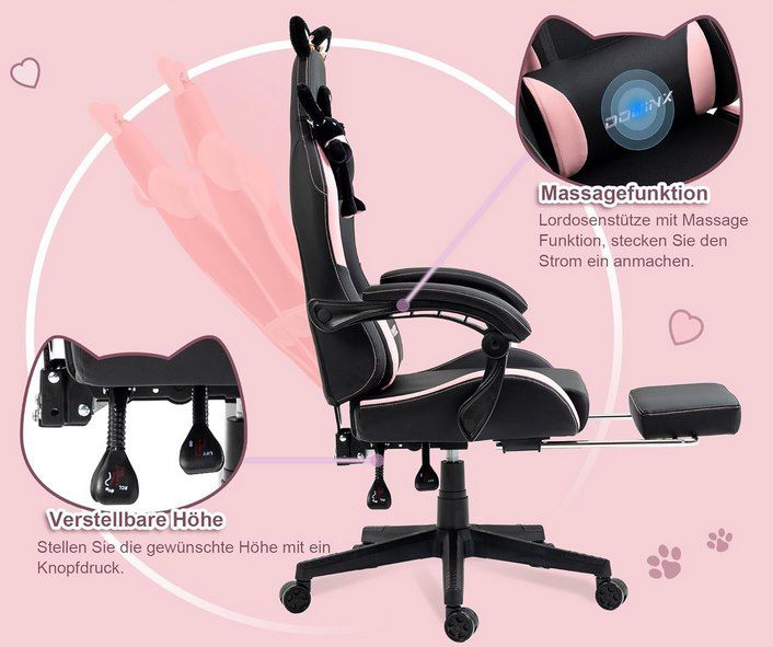 🐱 Dowinx LS 6655 Gamingstuhl Kätzchen für 119,78€ (statt 160€)