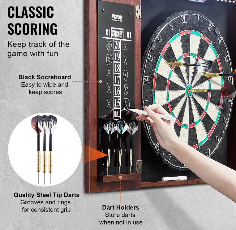 🎯 VEVOR Doppeltür Dartschrank mit LEDs für 55,99€ (statt 63€)