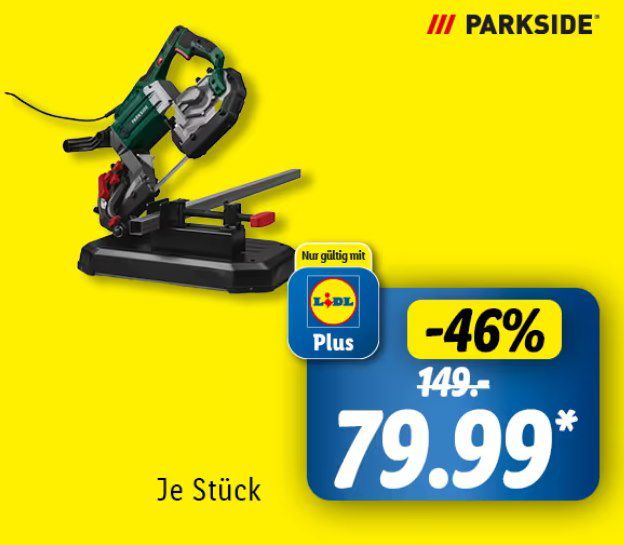 Parkside PMB 1100 B2 Metallbandsäge mit Untergestell für 79,99€ (statt 149€)
