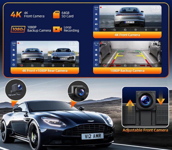 Volam 9 Zoll Wireless Carplay & Android Auto Display + 4k Dashcam für 62€ (statt 80€)