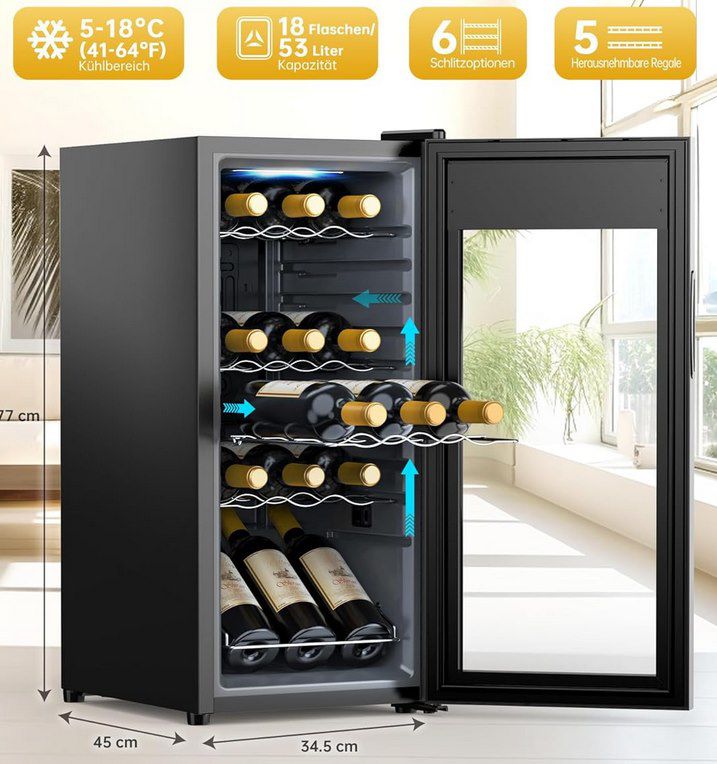 🍇 WIE Weinkühlschrank für 18 Flaschen für 179€ (statt 234€)