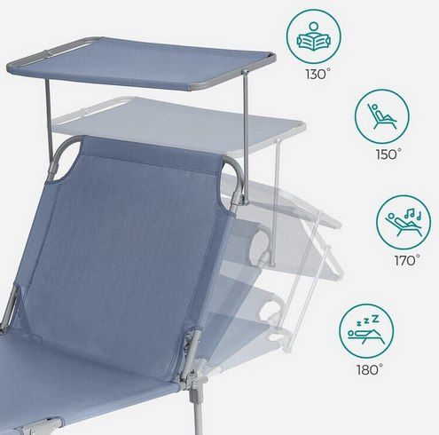 🌞 SONGMICS Sonnenliege mit Sonnenschutz & Kopfkissen für 37,99€ (statt 46€)