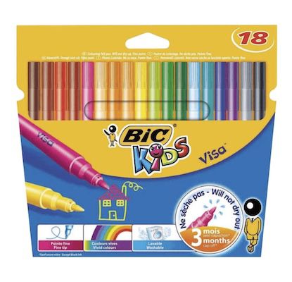 18er Pack BIC Kids Pinsel-Fasermaler Visa, 18-farbig sortiert für 2,91€ (statt 5€)