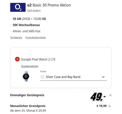 🔥 Über 200€ Ersparnis 📱 Google Pixel 9 & Pixel Watch 2 LTE für 49€ + o2 Allnet 35GB für 19,99€ mtl.