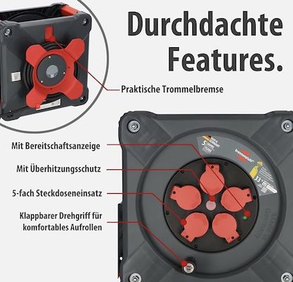 🔌 Brennenstuhl Professional Baustellen Kabeltrommel mit Powerblock (33 + 5m) für 165,45€ (statt 230€)