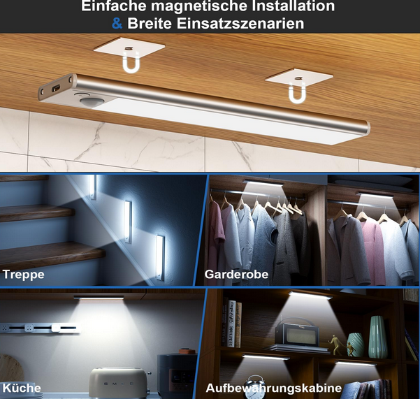 JEKEMORY 2x LED Unterbauleuchte mit Bewegungsmelder für 9,95€ (statt 17€)