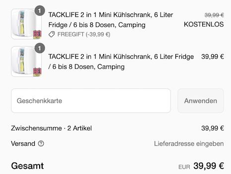 🥤 2x TACKLIFE Mini Kühlschrank 6L für 39,99€ (statt 80€)