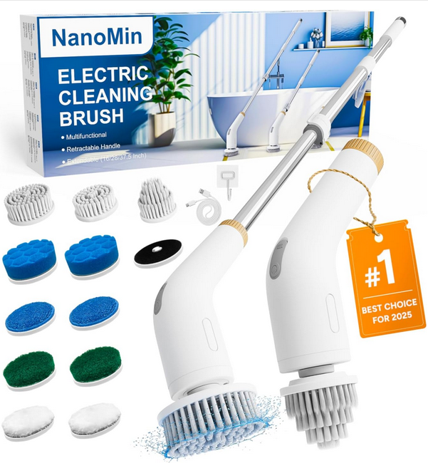 NanoMin 13 in 1 elektrische Akku Reinigungsbürste mit Verlängerungsgriff für 12,95€ (statt 27€)