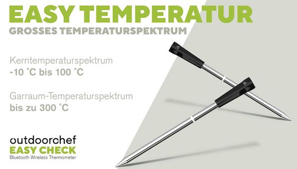 🥩 4er Set Outdoorchef Easy Check Wireless Bluetooth Grillthermometer für 124,90€ (statt 178€)