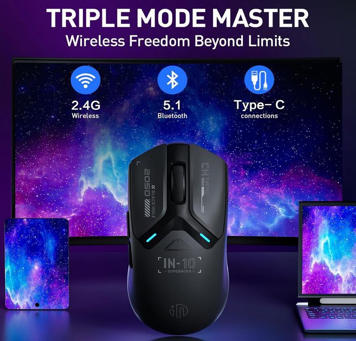 inphic IN10P wireless Gaming Maus max.  26K DPI für 45,49€ (statt 70€)