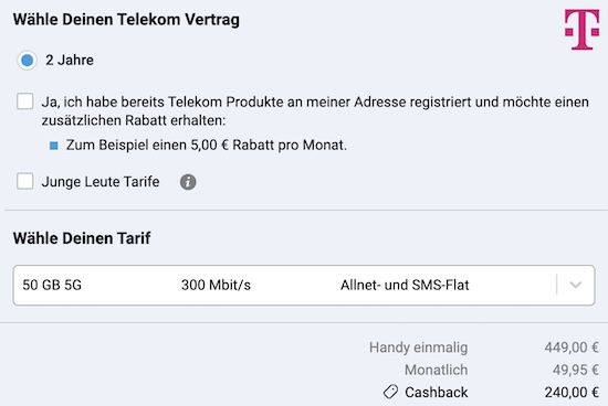 📱 Apple iPhone 16 Pro Max für 449€ + Telekom 50GB 5G für 49,95€ mtl + 240€ Bonus
