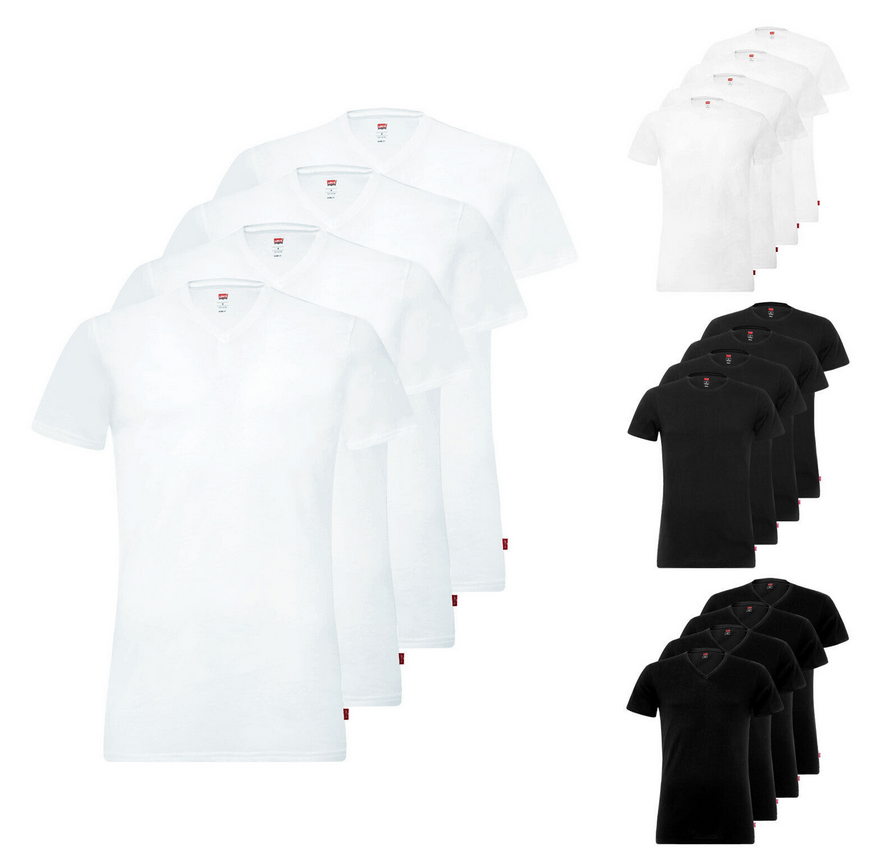 4er Pack Levi’s Herren T-Shirts: Crew Neck u. V-Neck für 37,99€ (statt 49€)