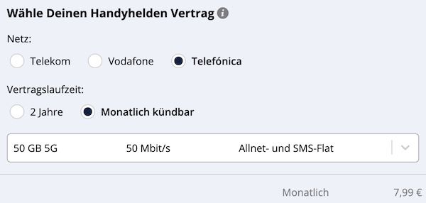 📱 Handyhelden: o2 Telefonica Allnet Flat 50GB für nur 7,99€ mtl.   monatlich kündbar!