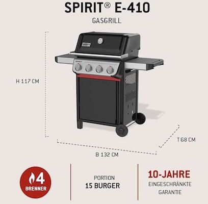 🥩 Weber Spirit E 410 Gasgrill mit 4 Brenner für 483,65€ (statt 570€)