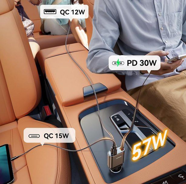 JOYROOM 57W Kfz Ladegerät mit integr. USB C Kabel für 11,39€ (statt 19€)