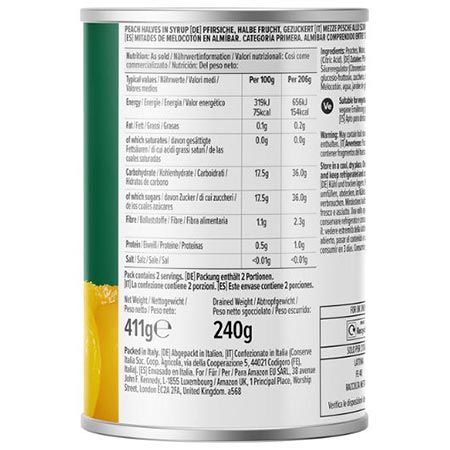 🍑 4 x by Amazon Pfirsiche, Halbe Frucht, Gezuckert, 411g ab 9,51€ (statt 16€)