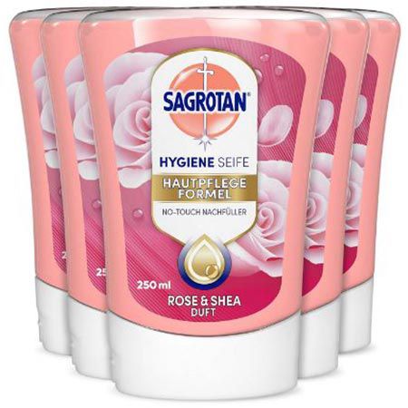 🧼 5er Pack Sagrotan No-Touch Nachfüller Rose & Shea, je 250ml ab 12,27€ (statt 17€)