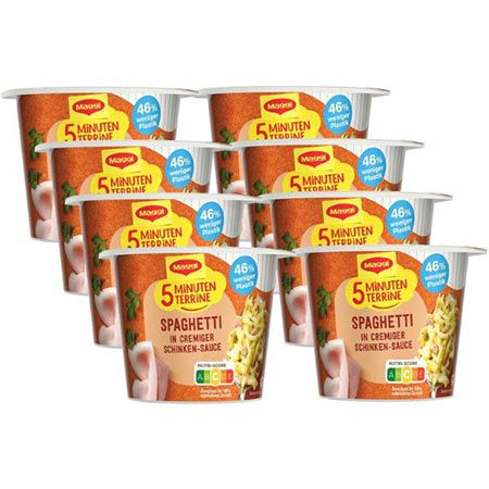 🍝 8er Pack Maggi 5 Minuten Terrine Spaghetti mit Schinkensauce für 9,45€ (statt 12€)