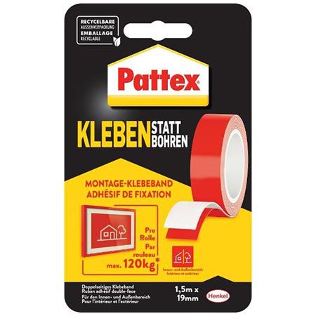 Pattex Kleben statt Bohren Klebeband, 19mm x 1,5m ab 4,49€ (statt 8€)