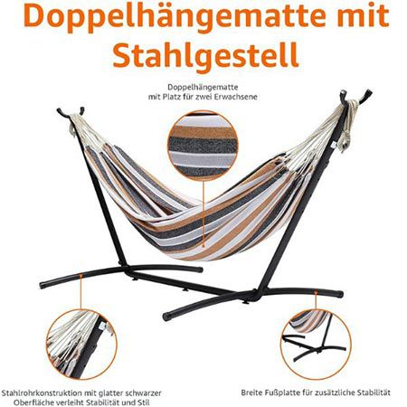 🏖️ Amazon Basics Hängematte mit Gestell für 88€ (statt 124€)