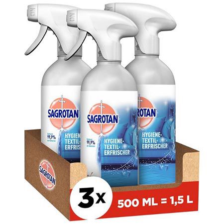 👕 3x Sagrotan Hygiene-Textilerfrischer Frische Wäsche, je 500ml ab 8€ (statt 12€)