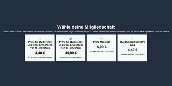 🛒 Amazon Prime: Mitgliedschaft für junge Menschen zum halben Preis 🔥 Nur 3,75€ pro Monat!