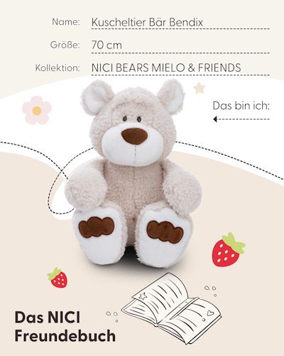 🧸 NICI Kuscheltier Bär Bendix 70cm für 38,20€ (statt 48€)
