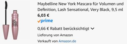 🤩 9,5ml Maybelline New York Mascara Very Black ab 6€ (statt 11€)