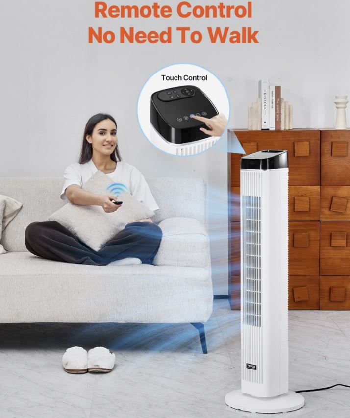 VEVOR 60W Turmventilator mit Timer und Fernbedienung für 36€ (statt 61€)