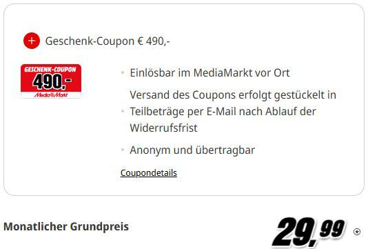 o2 Unlimited Max mit unbegrenzt 5G/LTE für 29,99€ mtl. + Prämie: 490€ Gutscheine