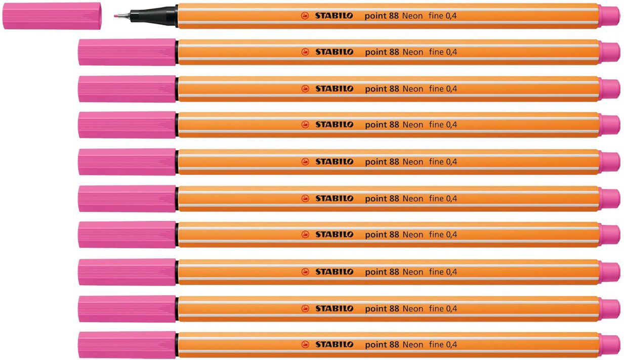 10x STABILO Fineliner point 88 Neonfarbe leuchtfarbenrosa 2,21€ (statt 9€)