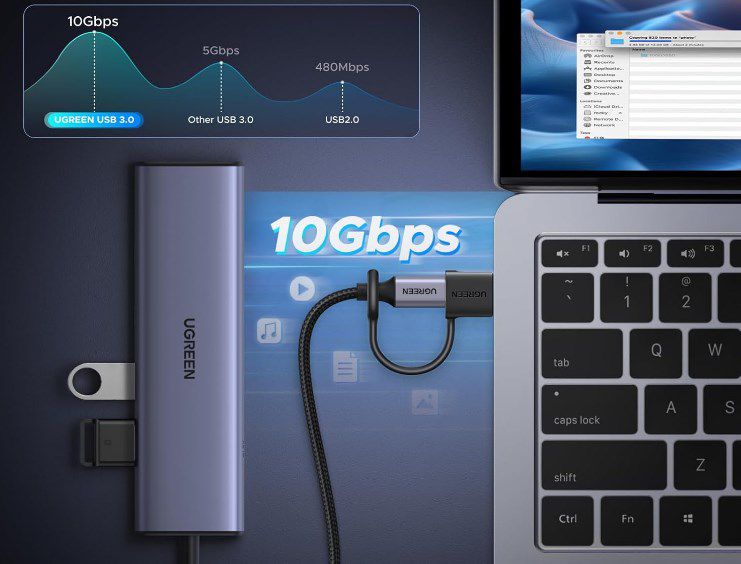 2x UGREEN USB auf USB C Adapter 10Gbps für 6,79€ (statt 8€)