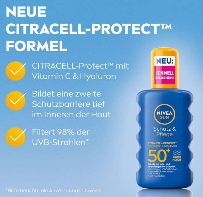 ☀️ NIVEA SUN Schutz & Pflege Sonnenspray LSF 50+ für 7,60€ (statt 10€)