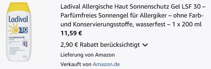 ☀️ 200ml Ladival Allergische Haut Sonnenschutz Gel LSF 30 ab 11,59€ (statt 15€)