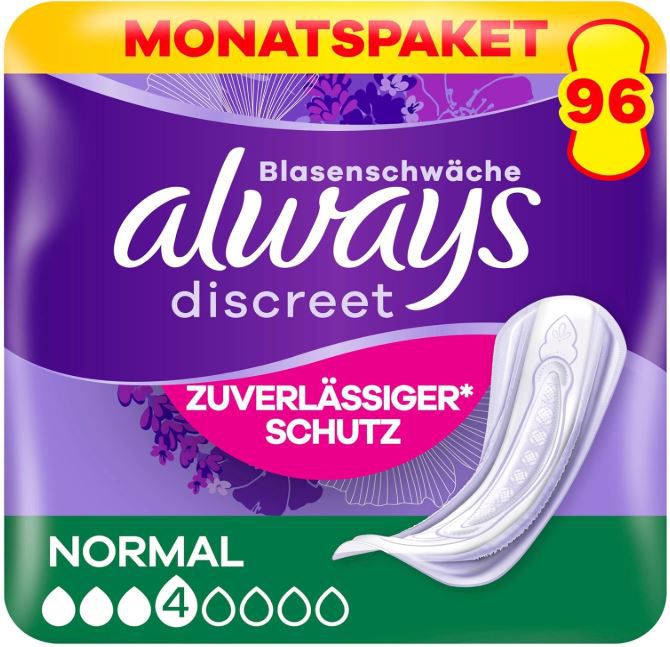 🔥 2x Always Discreet Normal 96 Binden ab 17€ (statt 46€) ➡️ 5 Stück für 60€ (statt 115€)