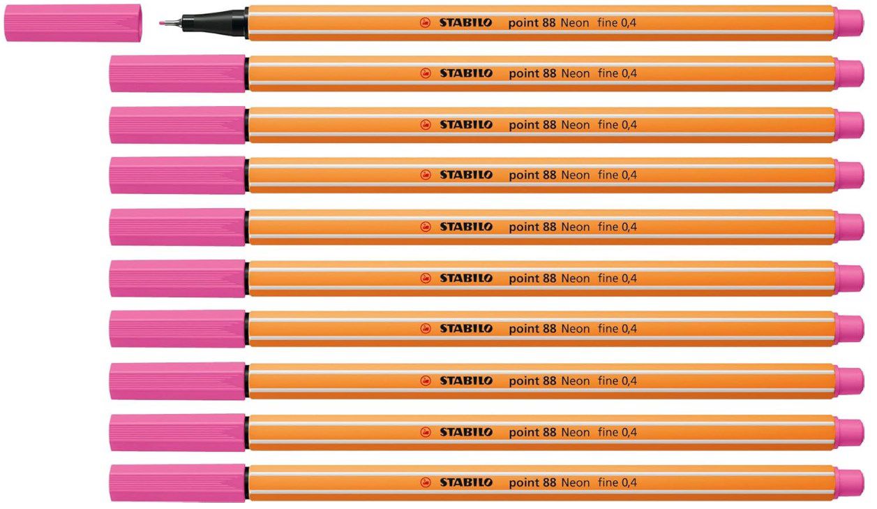 ✏️ 10x STABILO Fineliner point 88 rot o. pink ab 2,25€ (statt 9€)