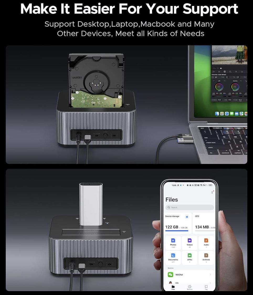 ORICO IT28E C Docking Station mit Offline Klonen & 10Gbps für 47,99€ (statt 80€)