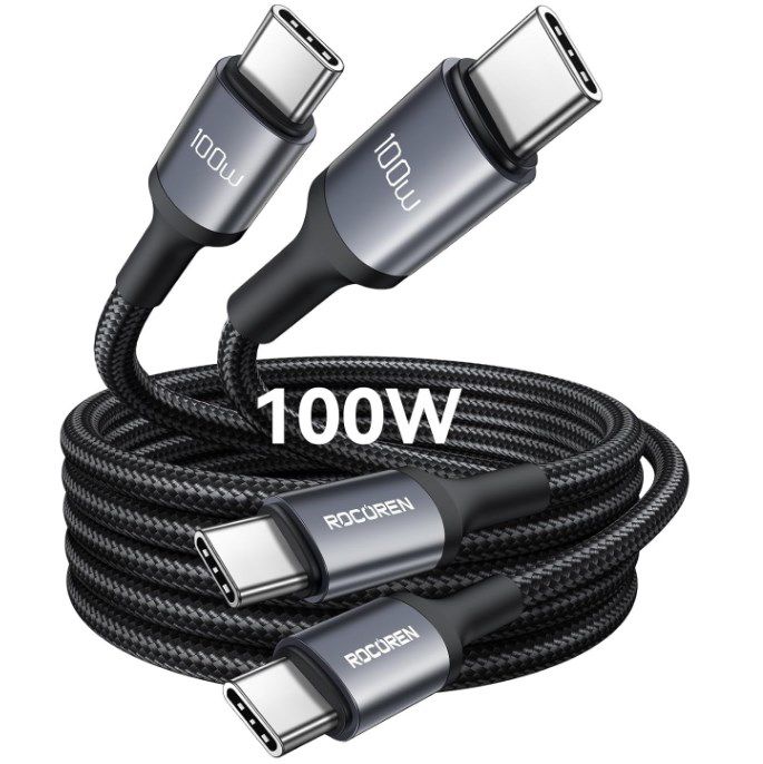 2x Rocoren USB C Schnellladekabel 100W Nylon Geflochten für 5,47€ (statt 13€)