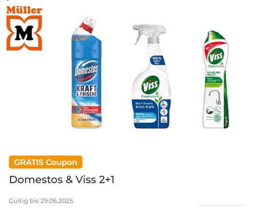 Couponplatz: 2x Viss und/ oder Domestos Produkte kaufen und 1x Viss Scheuermilch gratis dazu