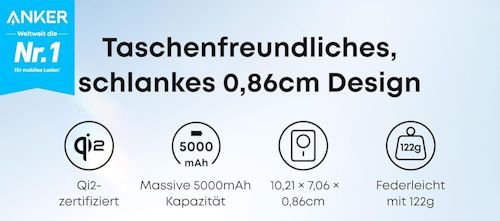 🔋 Anker Nano Power Bank Ultra Slim 5 Magnetic Battery für 39,99€ (statt 50€)