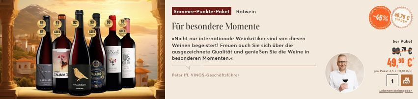 🍷 Vinos Sommercheckheft Angebote bis  50% Rabatt + Gratis Flasche Wein