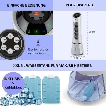 💨 Klarstein Luftkühler mit Wasserkühlung & Oszillation für 104,96€ (statt 125€)